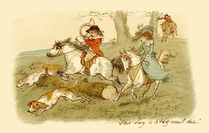 Framed Print : Nineteenth century children on a stag hunt Framed Print : Nineteenth century children on a stag hunt