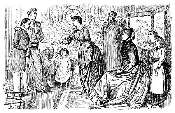 Nineteenth century gentleman being introduced to a family