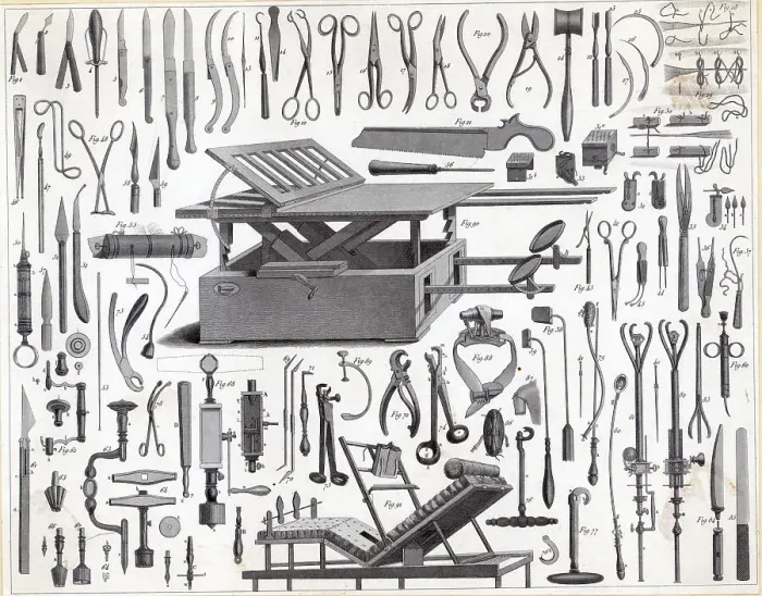 Framed Print : Nineteenth Century Surgeons Armentarium