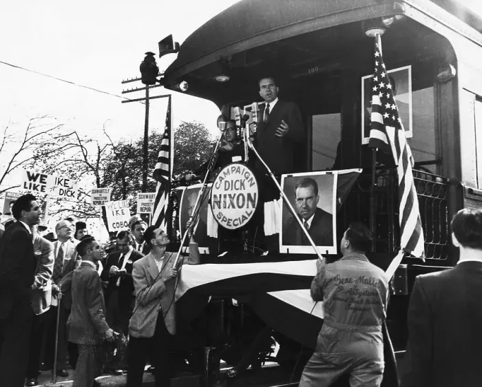 Framed Print : Nixon Campaigning on Train Framed Print : Nixon Campaigning on Train