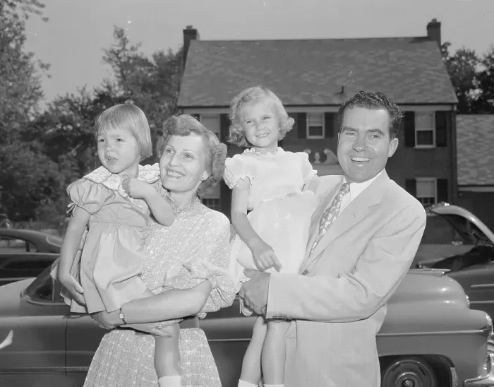 Framed Print : Nixon Family in Front of House Framed Print : Nixon Family in Front of House