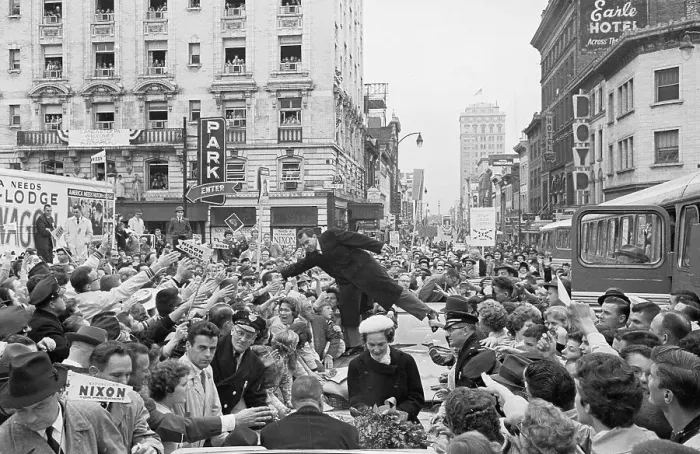 Framed Print : Nixon Being Grabbed by Admirer Framed Print : Nixon Being Grabbed by Admirer