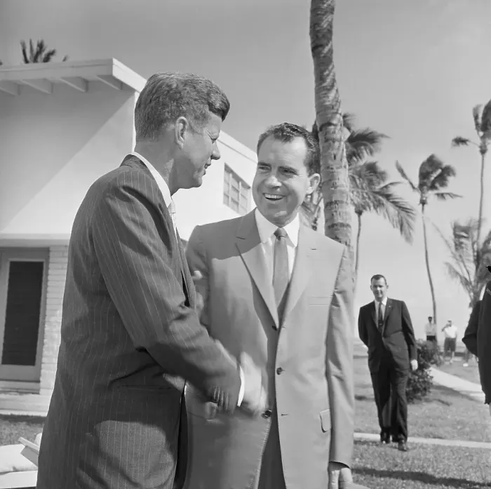 Framed Print : Nixon And Kennedy Shaking Hands After Election Framed Print : Nixon And Kennedy Shaking Hands After Election
