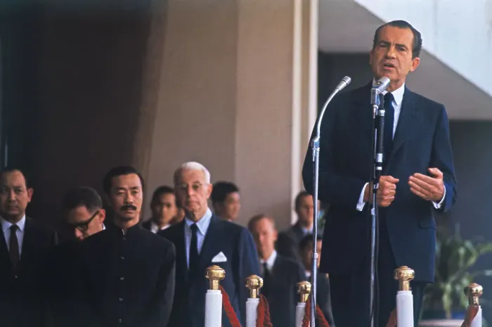 Framed Print : Nixon Performing a Speech in Saigon Framed Print : Nixon Performing a Speech in Saigon