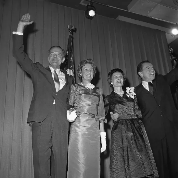 Framed Print : Nixon with Running Mate and Their Wives Framed Print : Nixon with Running Mate and Their Wives