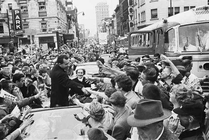 Framed Print : Nixon Shaking Hands with Fans Framed Print : Nixon Shaking Hands with Fans