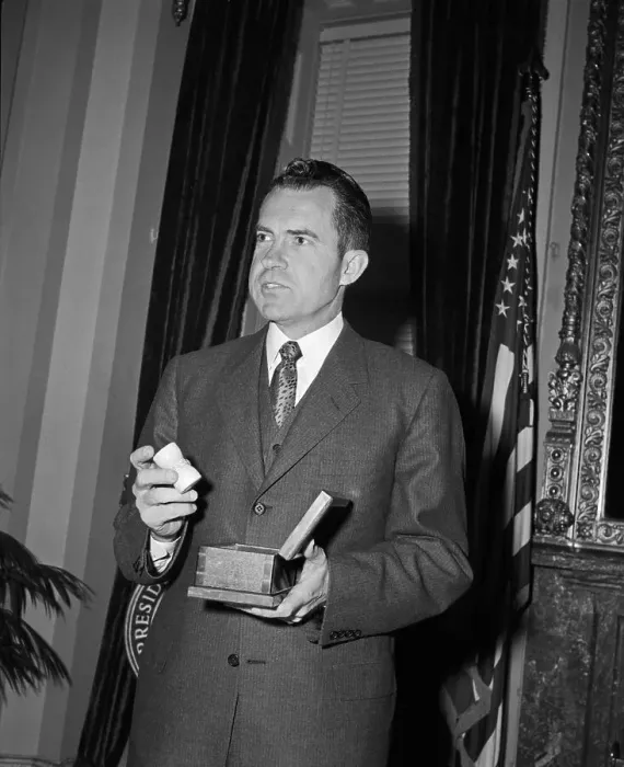 Framed Print : Nixon Shows Gavel To Newsmen