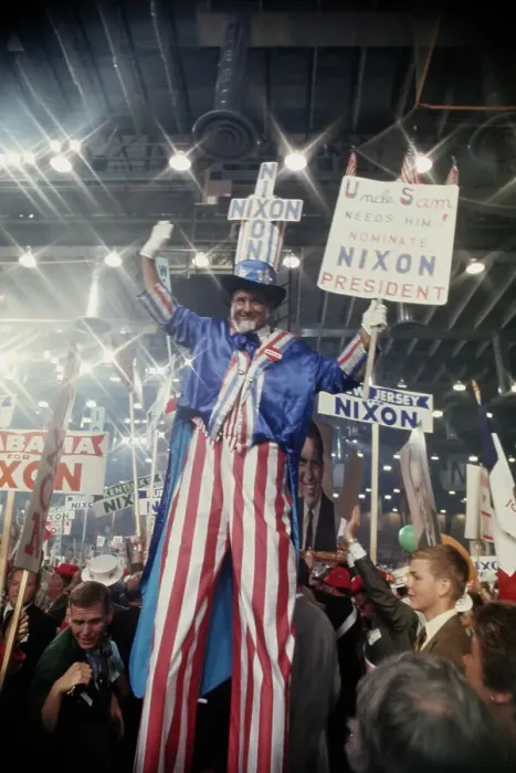 Framed Print : Nixon Supporter On Stilts Framed Print : Nixon Supporter On Stilts