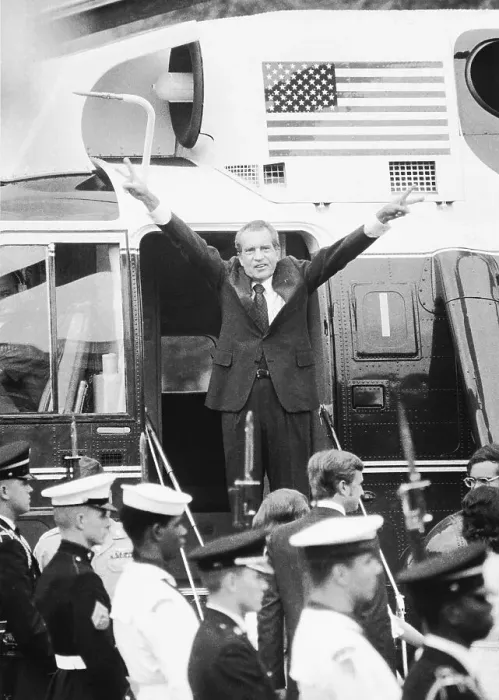 Framed Print : Nixon Waves to Staff Framed Print : Nixon Waves to Staff
