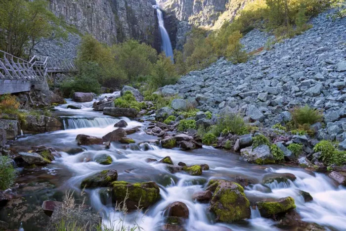 Framed Print : Njupeskar, the highest waterfall in Sweden, Fulufjallet National Park, Dalarnas lan, Dalarna County, Sweden