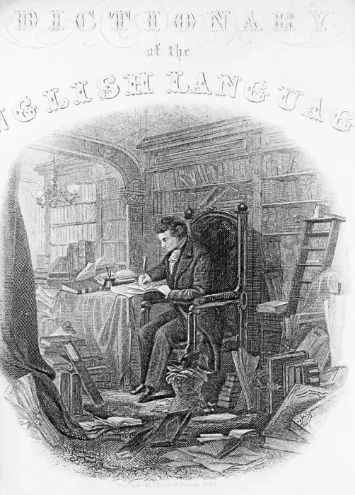 Framed Print : Noah Webster Working In His Library