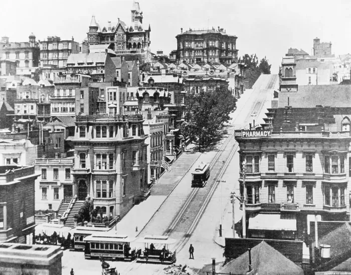 Framed Print : Nob Hill, Showing Stanford & Hopkins Home
