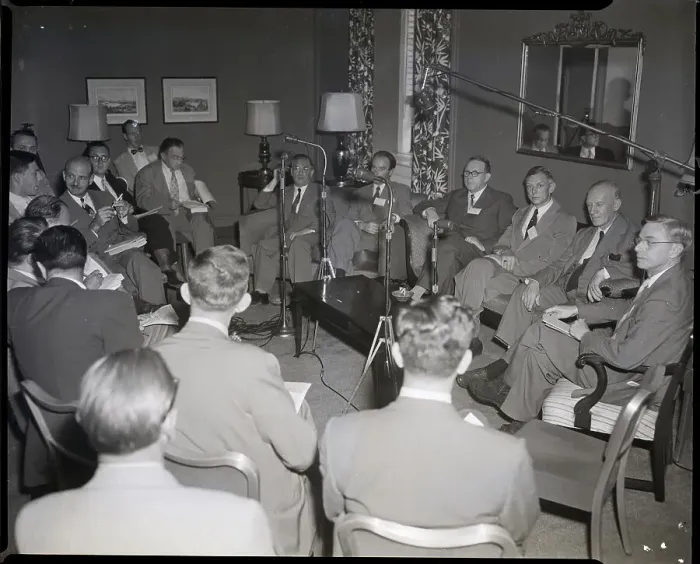 Framed Print : Nobel Chemists Meet Press W / Mic In Hotel Framed Print : Nobel Chemists Meet Press W / Mic In Hotel