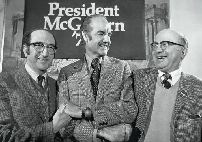 Framed Print : Nobel Prize Scientists Joining Hands with George McGovern