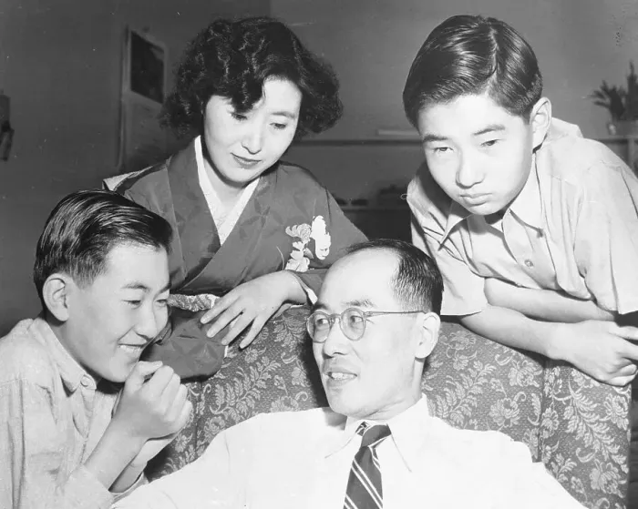 Framed Print : Nobel Prize Winner for Physics Seated with his Family Framed Print : Nobel Prize Winner for Physics Seated with his Family