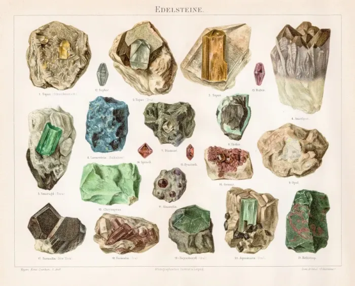 Framed Print : Noble stones chromolithograph 1895 Framed Print : Noble stones chromolithograph 1895