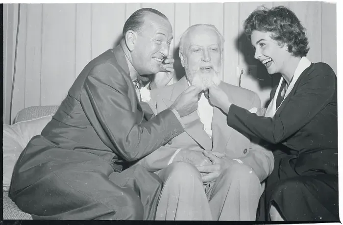 Framed Print : Noel Coward and Jean Simmons Tugging on Frank Sennes Beard