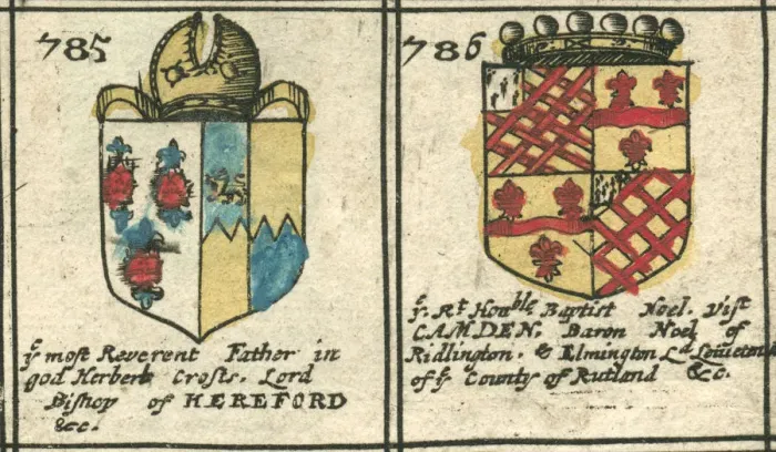Framed Print : Noel and Croft coat of arms 17th century