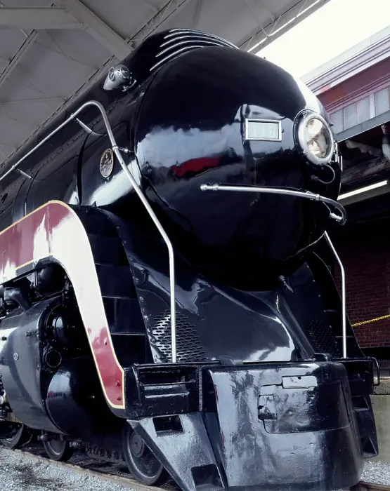 Framed Print : Norfolk and Western Railroad coal-fired 4-8-4 Class J streamlined locomotive, built in Roanoke in 19