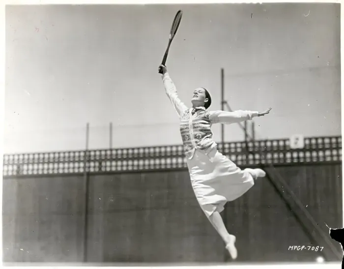 Framed Print : Norma Shearer in Mid-Leap on Tennis Court Framed Print : Norma Shearer in Mid-Leap on Tennis Court