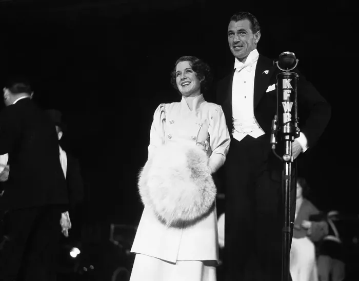 Framed Print : Norma Shearer with Muff and Gary Cooper In Tuxedo