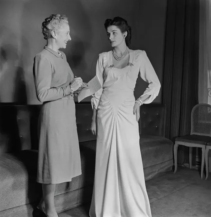Framed Print : Norman Hartnell Dress Fitting Framed Print : Norman Hartnell Dress Fitting