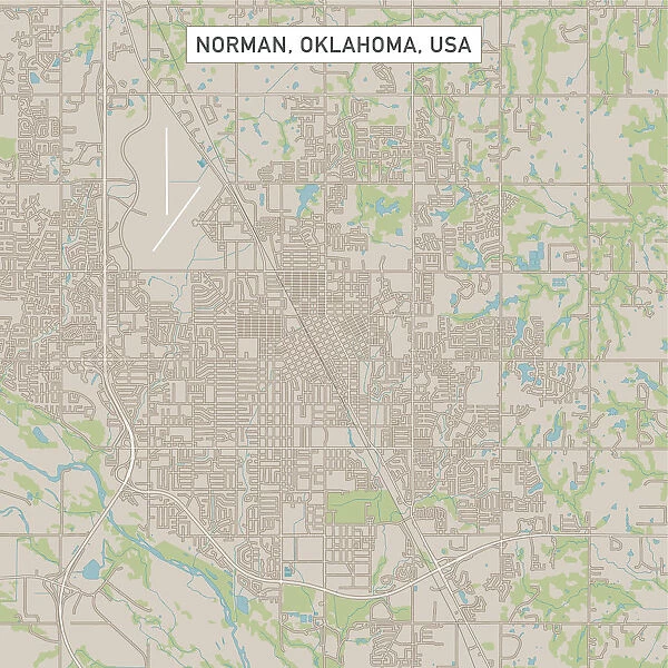Norman Oklahoma US City Street Map
