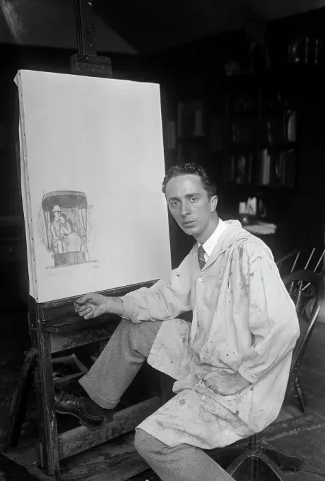 Framed Print : Norman Rockwell Sitting at His Easel
