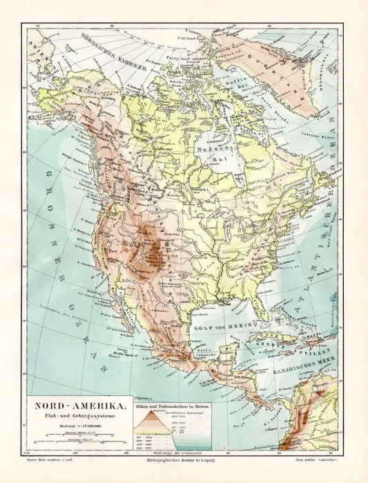 Framed Print : North America geological map 1895 Framed Print : North America geological map 1895