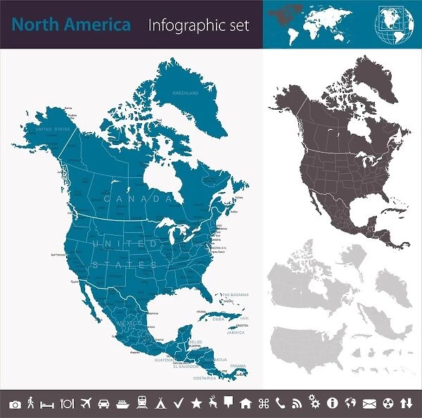 North America - Infographic map - illustration