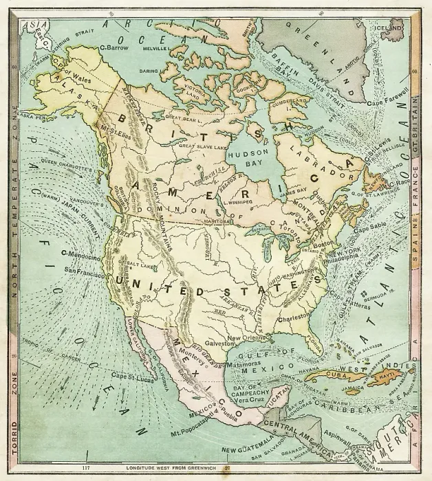 Framed Print : North america map 1876 Framed Print : North america map 1876