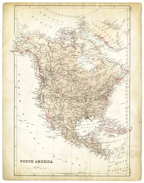 Framed Print : North America map 1878 Framed Print : North America map 1878