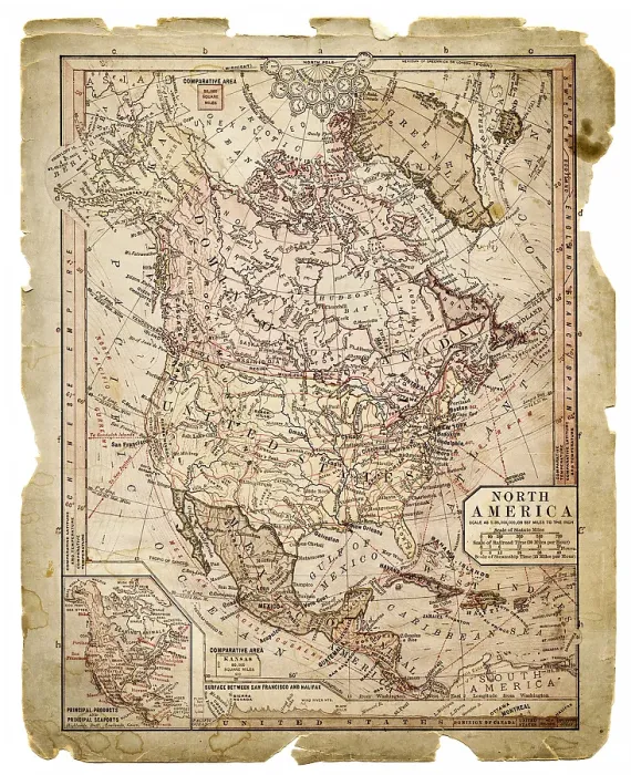 Framed Print : North America map 1889 Framed Print : North America map 1889