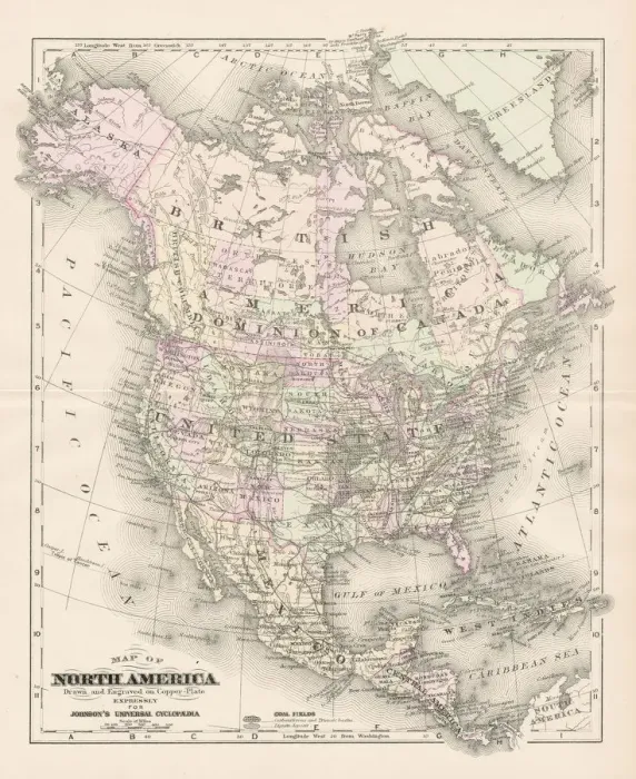 Framed Print : North America map 1893