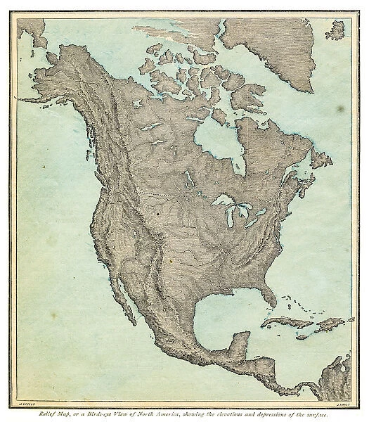 North America relief map 1875