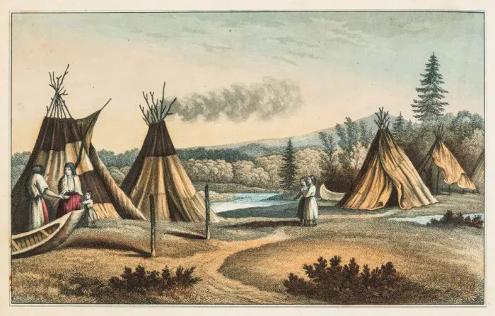 Framed Print : North American indians settlement 1853 Framed Print : North American indians settlement 1853