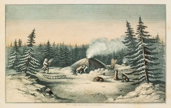 Framed Print : North American indians winter scene 1853 Framed Print : North American indians winter scene 1853