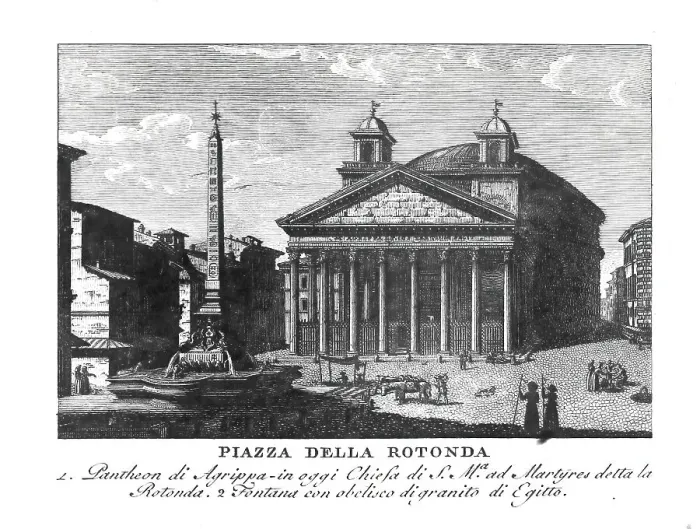 Framed Print : North of the Pantheon lies the Piazza della Rotonda with the Egyptian obelisk erected there Obelisco Macuteo, Rome, Italy, digitally restored reproduction from Vedute principali e piu interessanti di Roma by Giovanni Battista, 1799