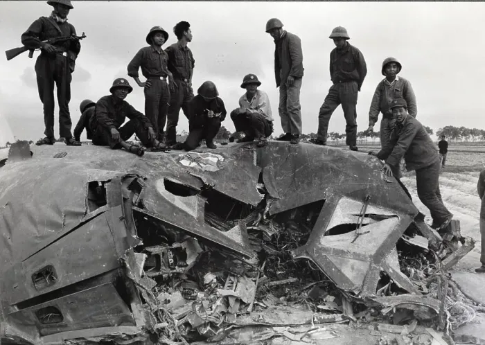 Framed Print : North Vietnamese Soldiers on Wrecked B-52 Framed Print : North Vietnamese Soldiers on Wrecked B-52