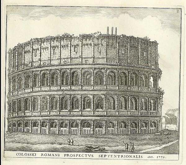 North view of the Colosseum, historical Rome, Italy, digital reproduction of an original 17th century artwork, original date unknown