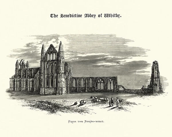 North-west view, Benedictine Abbey of Whitby, North Yorkshire