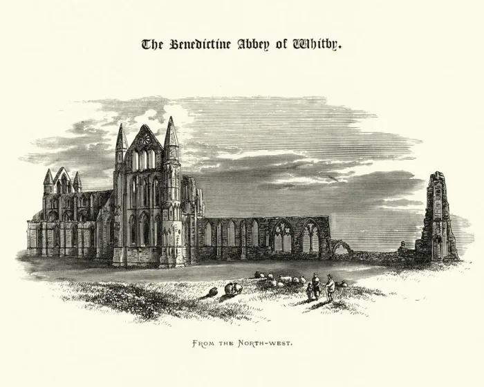 Framed Print : North-west view, Benedictine Abbey of Whitby, North Yorkshire Framed Print : North-west view, Benedictine Abbey of Whitby, North Yorkshire