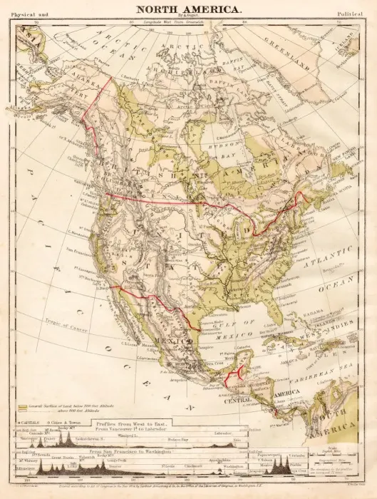Framed Print : Northamerica map 1867 Framed Print : Northamerica map 1867