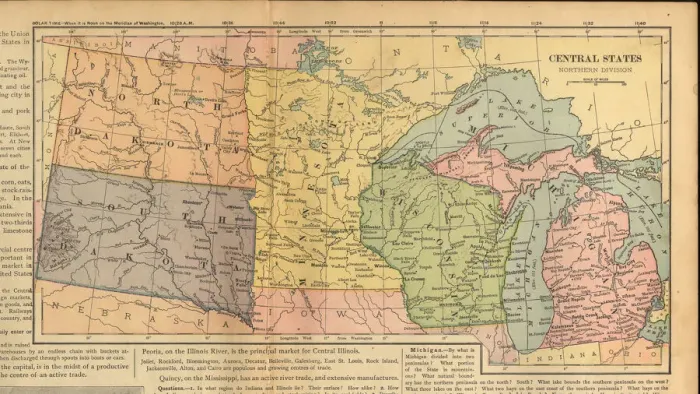 Framed Print : Northern Central States of the United States of America Antique Victorian Engraved