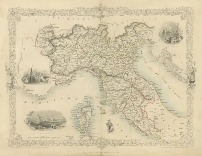 Framed Print : Northern Italy map Framed Print : Northern Italy map