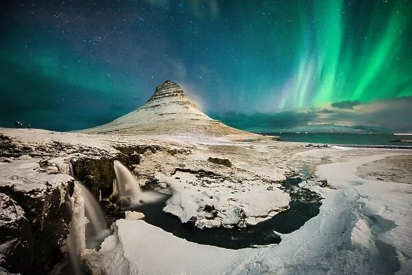 The northern Light at Kirkjufell, Iceland