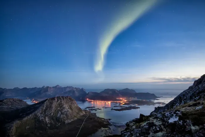 Framed Print : Northern Lights over Lofoten beautiful landscape Framed Print : Northern Lights over Lofoten beautiful landscape