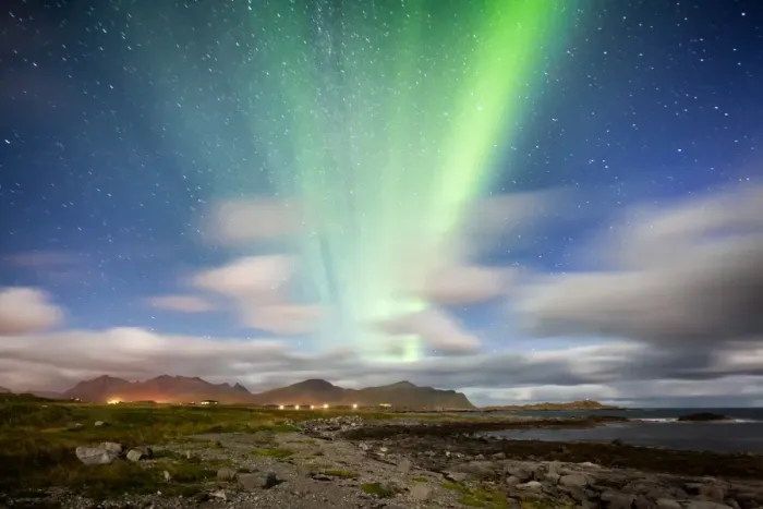 Framed Print : Northern Lights over Lofoten beautiful landscape Framed Print : Northern Lights over Lofoten beautiful landscape