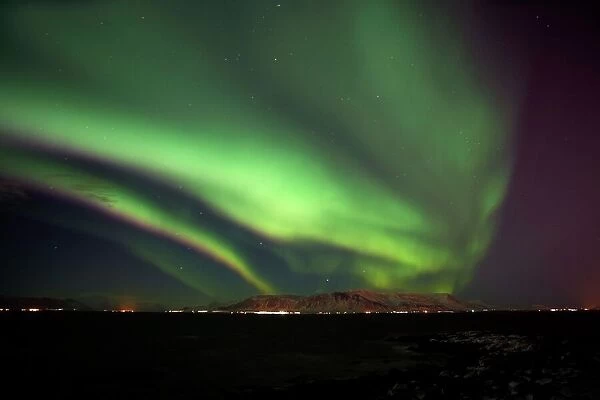 Northern lights in Reykjavik, Iceland