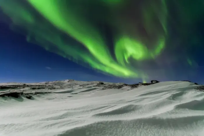 Framed Print : Northern lights over the snow-capped mountains
